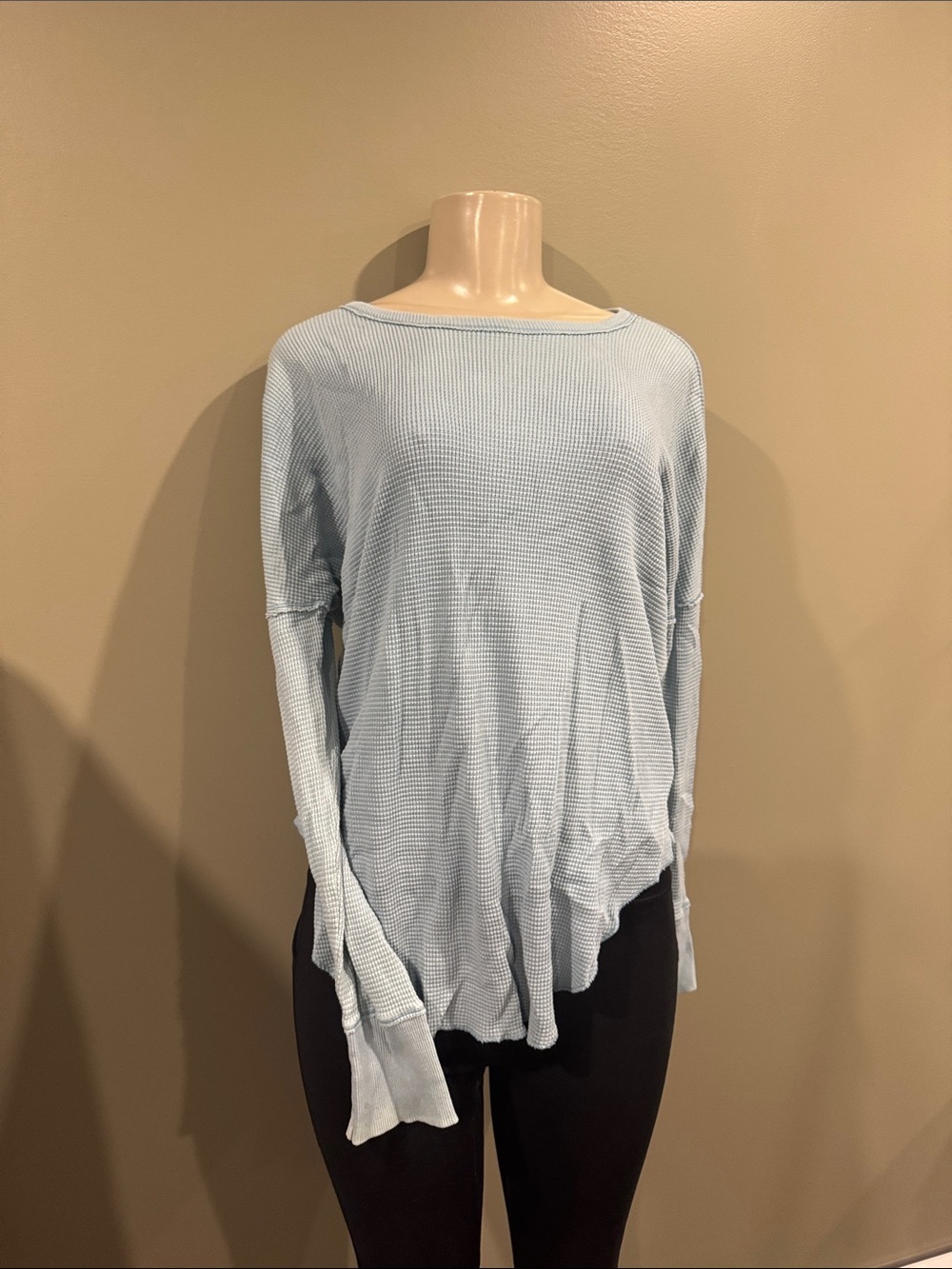 TNA Light Blue Waffle Long-Sleeve Top